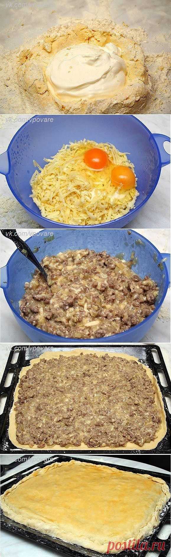 Пирог с сыром и мясом