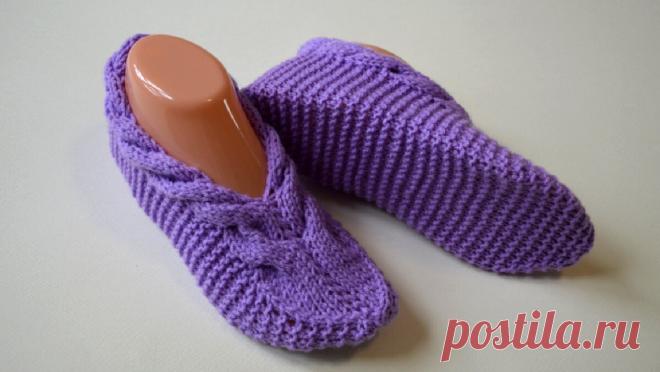 Тапочки следки с косой спицами одним полотном | Модное Хобби | Яндекс Дзен