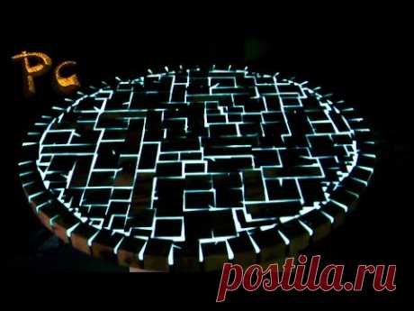 Glowing table made of wood. Стол светящийся из дуба.