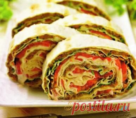 Вкусная Закуска из лаваша с мясным фаршем
