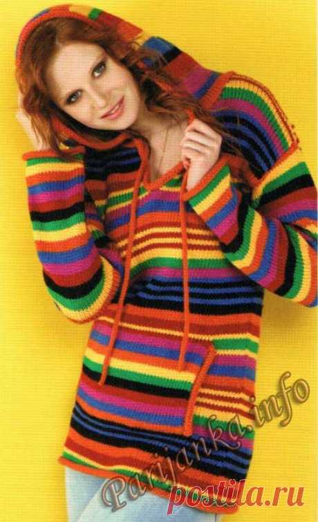 Пуловер c капюшоном (ж) 24 Vintage Marie Claire Phildar №3955