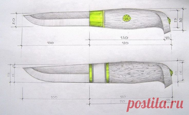 Нож финский. Чертёж.