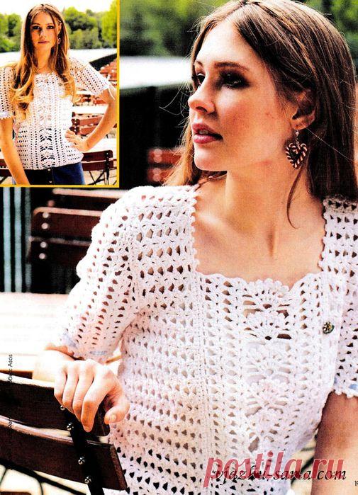 Белый кружевной топ