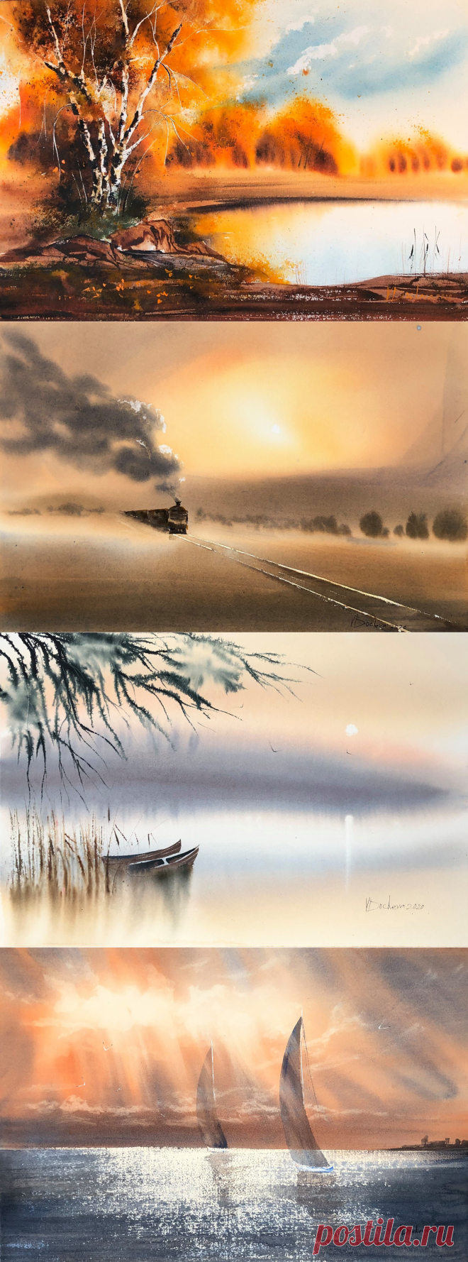 Пейзажи в акварели. Veneta Docheva .