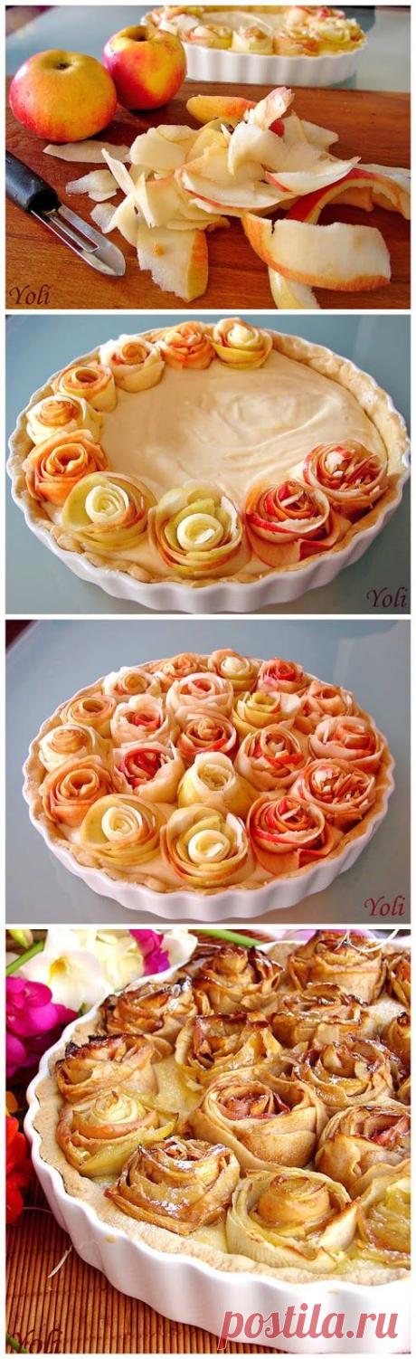 Яблочный пирог с розочками