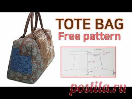 DIY Simple tote bag/Tote bag tutorial/Free pattern/한장 패턴으로 토트백 만들기/패턴공유/