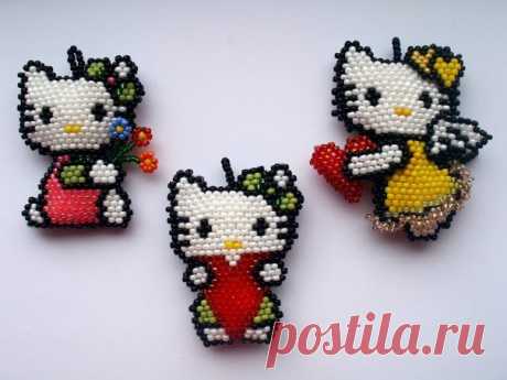 Бисероплетение. Схемы котят Hello Kitty / Бисероплетение, поделки и украшения из бисера, мастер классы и схемы / КлуКлу. Рукоделие - бисероплетение, квиллинг, вышивка крестом, вязание
