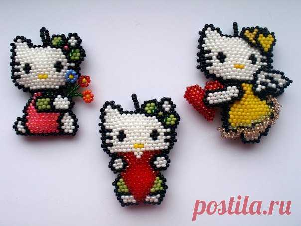 Бисероплетение. Схемы котят Hello Kitty / Бисероплетение, поделки и украшения из бисера, мастер классы и схемы / КлуКлу. Рукоделие - бисероплетение, квиллинг, вышивка крестом, вязание