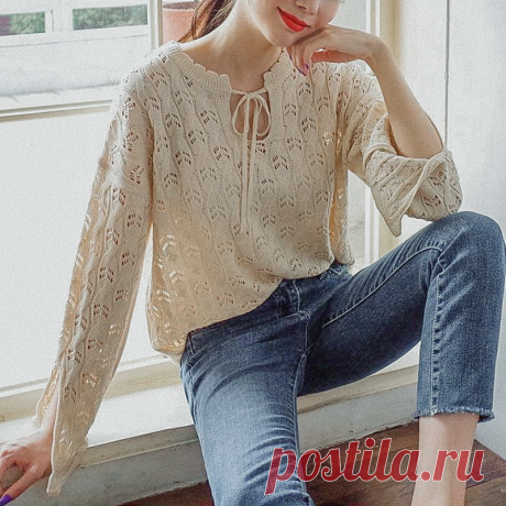 Японская блузка с ажурными косами. Схема
