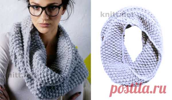 Шарф хомут (жемчужный узор) | knitt.net | Все о вязании