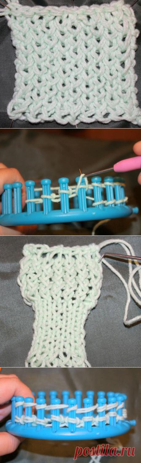 Учимся вязать на луме (Loom knitting). Урок седьмой: узор из простых и кручёных петель