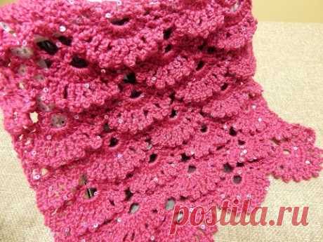 Chal Rectangular en Abanicos Crochet - YouTube