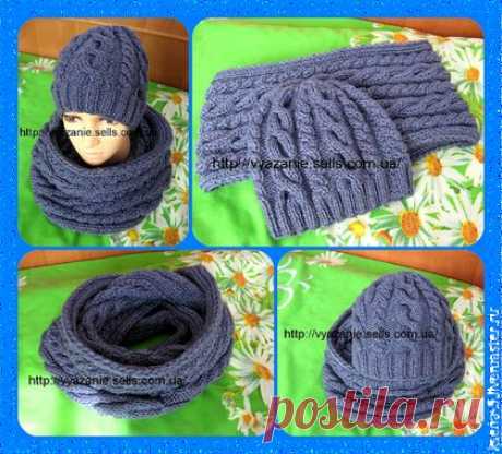 Купить Шапка и снуд &quot;Стиль&quot; - темно-синий, однотонный, шапка, шапка вязаная женская