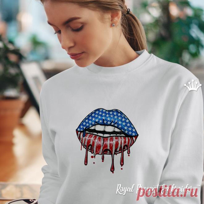 Губы Флаг США Дизайн машинной вышивки - 5 размеров