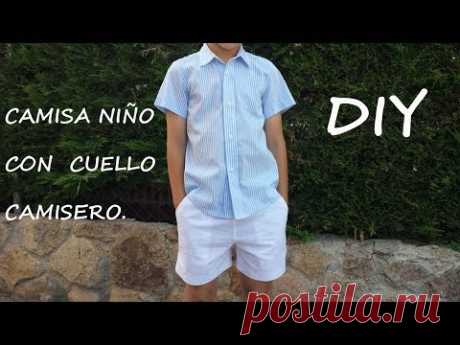 Camisa con cuello camisero. Costura y patrones para niño.