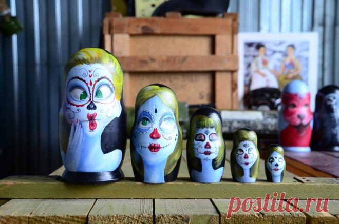 Русская Матрешка Бабушка Деревянные куклы гнездования Череп | Etsy