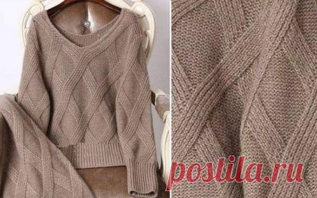 Крупный рельефный узор спицами, для вязания костюма