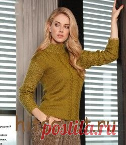 Женский вязаный свитер спицами