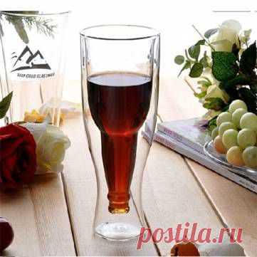 Кубок Двухместный стеклянная стена пивные кружки Бутылка Barware Сок Beveragel at Banggood