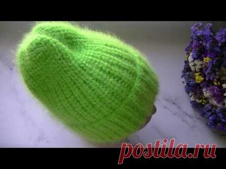 ЭТУ ШАПОЧКУ МОЖЕТ СВЯЗАТЬ КАЖДЫЙ!!! ШАПКА РЕЗИНКОЙ, КОТОРАЯ ПРИДАЕТ ОБЪЕМ ИЗ ПРЯЖИ ПУХ НОРКИ.