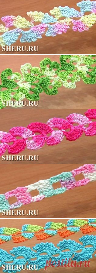 Вязание крючком: Ленты, шнуры, тесьма. 46 видеоуроков от студии sheru.ru