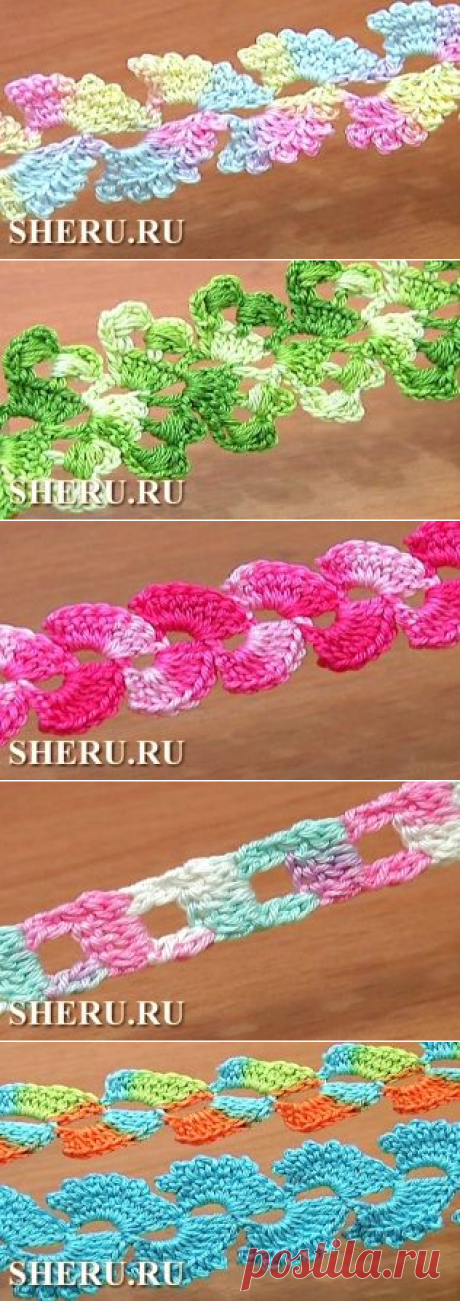 Вязание крючком: Ленты, шнуры, тесьма. 46 видеоуроков от студии sheru.ru