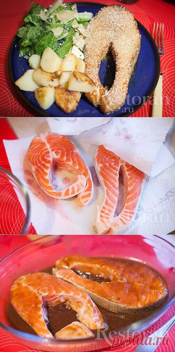 Рецепт форели с соевым соусом и кунжутом. Еще один очень легкий в приготовлении и безумно вкусный способ запечь форель. Два раза взмахнули ложкой, дали рыбе полежать в маринаде и засунули в духовку. Все! А вкус!!! И кстати, можно брать любую красную рыбу.