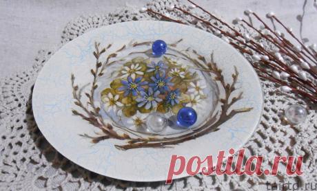 Обратный декупаж тарелки своими руками | Мастер-класс с фото