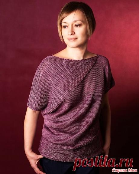 Асимметричная блуза "Хизер". Автор: Виктория Шевчук. Спицы. Размеры Обхват груди 84–92 (96–104/108–116) см Материалы DROPS COTTON VISCOSE (54 % хлопок, 46 % вискоза, 50 гр = 110 м), 400 (450/500) гр = 8 (9/10) мотков, цвет 24 heather