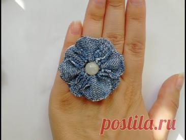 Простой цветок из джинсовой ткани. Мастер класс | Simple Denim Flower. DIY