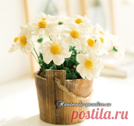 Ромашки крючком для украшения интерьера. Схемы - Handmade-Paradise