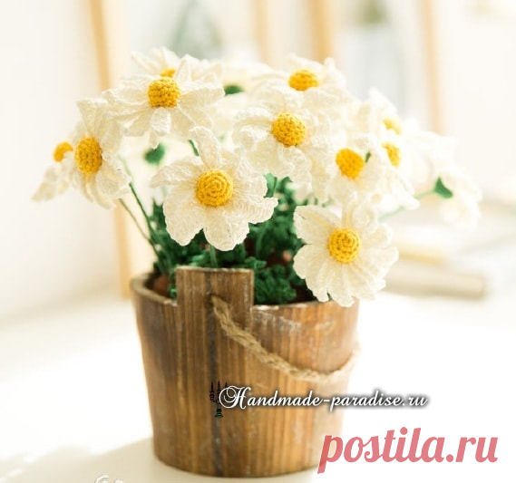 Ромашки крючком для украшения интерьера. Схемы - Handmade-Paradise
