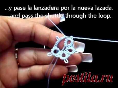 Frivolite-Tatting Lesson 39 - Cerrar una flor - Closing a flower - including folded join
