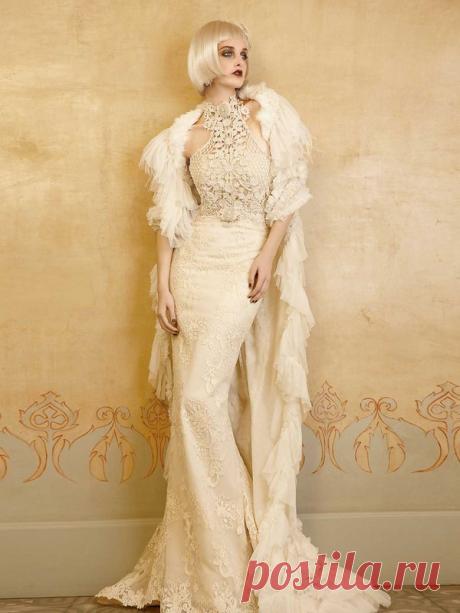 Свадебное платье с элементами ручного кружева