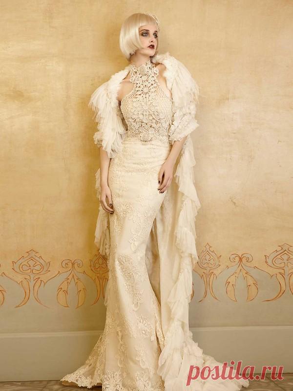 Свадебное платье с элементами ручного кружева