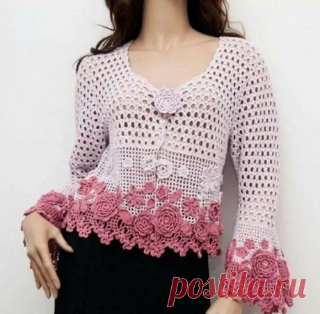 «Нарядный жакетик жакет крючком Постила» — карточка пользователя Татьяна Н. в Яндекс.Коллекциях