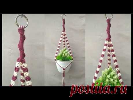 (1) Macrame Plant Hanger berry Knots | Tutorial | For Beginners | Gantungan Pot tali Kur 2 Warna - YouTube