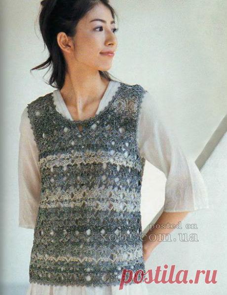 женский топ из секционно-окрашенной пряжи