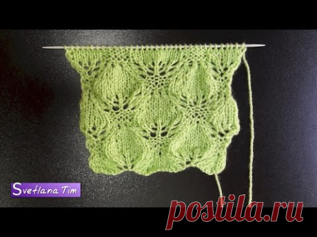 Как связать Цветочный ажурный узор спицами # 501