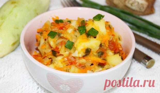 Овощное рагу из кабачков и картофеля - полезно, сытно и так сочно! Блюдо на каждый день