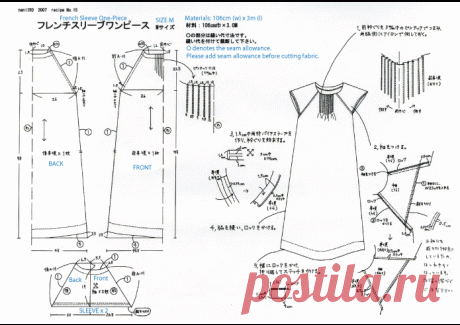 Free Japanese Sewing Pattern with Translations: Denim Smock Dress - Sew in Love