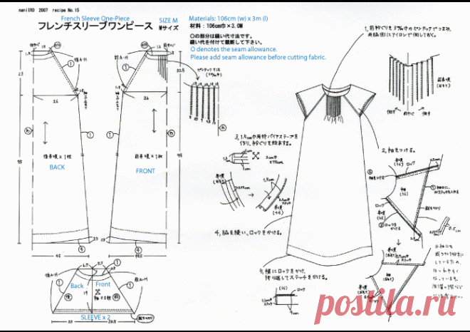 Free Japanese Sewing Pattern with Translations: Denim Smock Dress - Sew in Love
