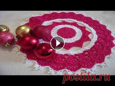 РЕЛЬЕФНАЯ САЛФЕТКА КРЮЧКОМ ДЛЯ СЕРВИРОВКИ СТОЛА KALMIA. ЧАСТЬ 1 Видео мастер класс по вязанию рельефной салфетки Kalmia (автор дизайна Aki Kasaishi). Диаметр 34 см (пехорка ажурная, расход небольшой), крючок 1,5. В...