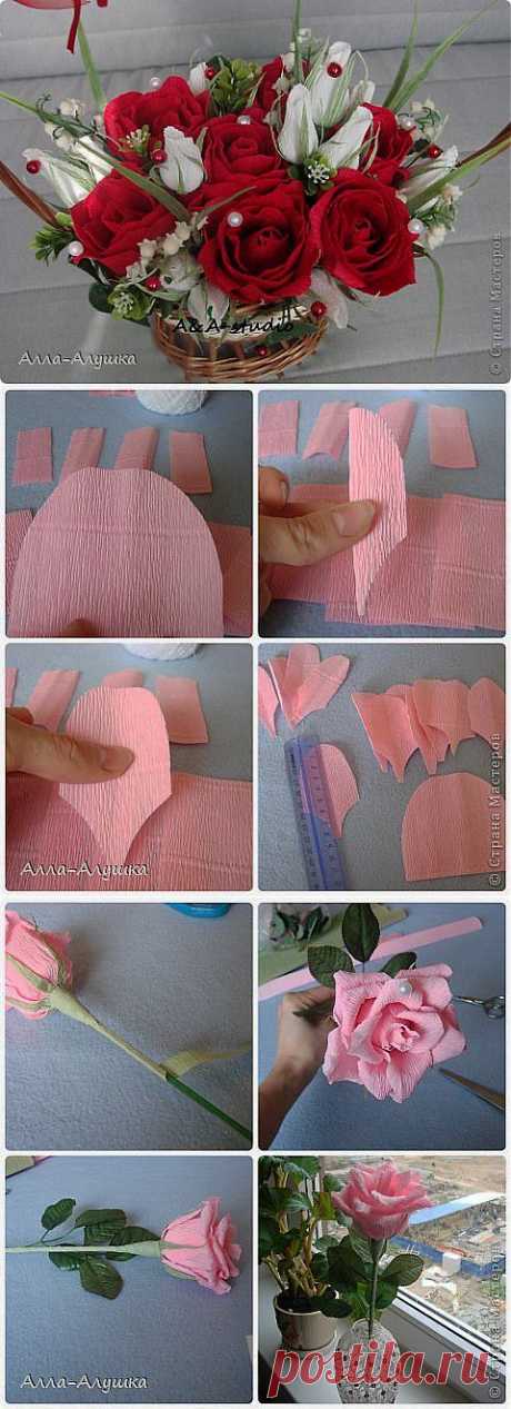Как сделать бутон розы из гофрированной бумаги. Мастер-класс.