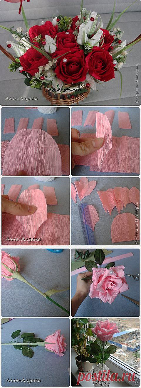 Как сделать бутон розы из гофрированной бумаги. Мастер-класс.
