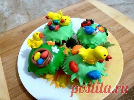 Пасхальные Украшения Кексов Сахарной Мастикой - Easter Cupcake Decoration With Fondant