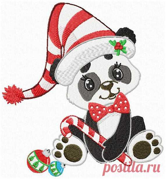 Christmas Baby Panda Machine Embroidery Design - 3 sizes  for 7.87