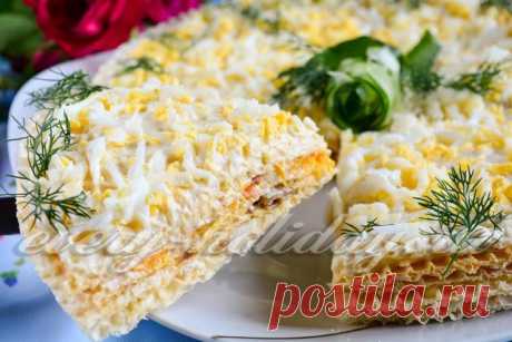 Закусочный торт из вафельных коржей, рецепт