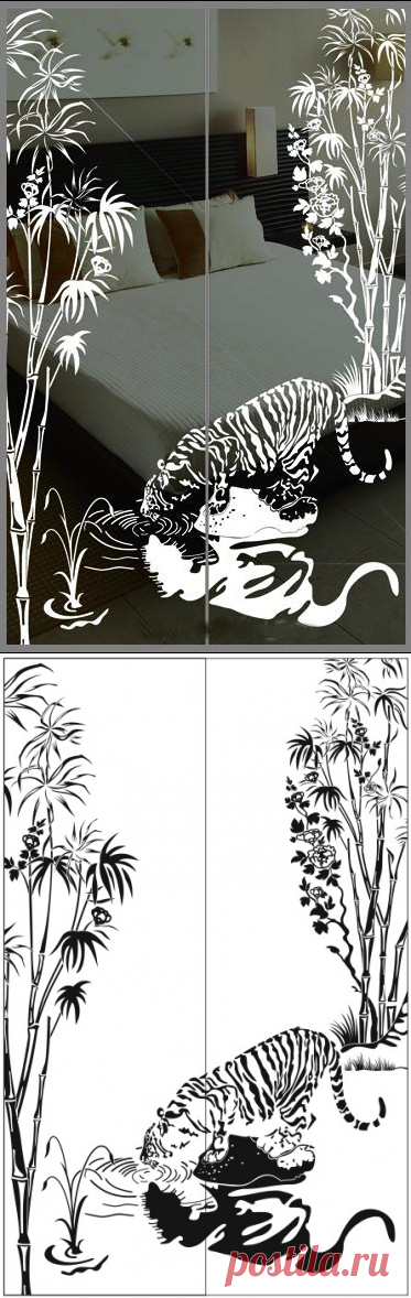 Пескоструйный рисунок тигр у воды 920 | Магазин цифровых товаров