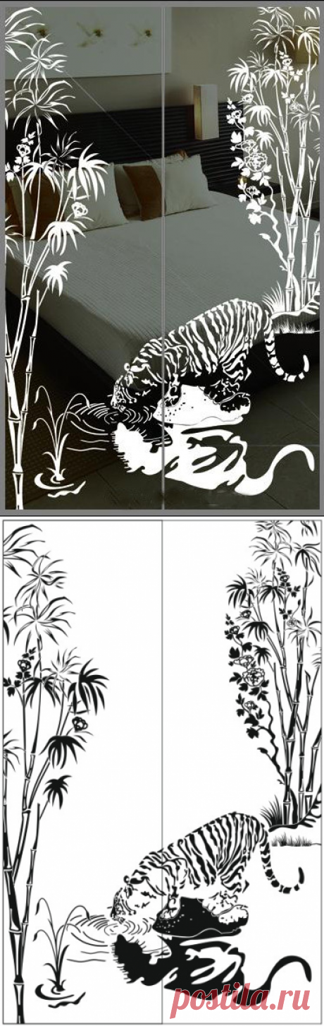 Пескоструйный рисунок тигр у воды 920 | Магазин цифровых товаров